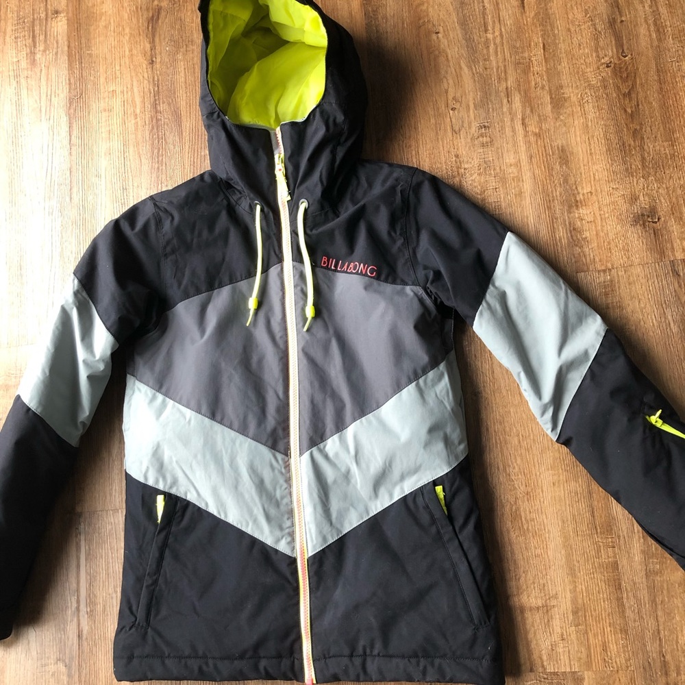 Billabong Black/Grey/Neon Waterproof Ski Jacket XS